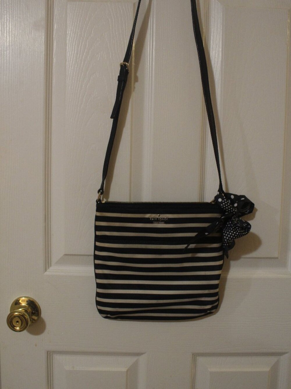 Kate Spade New York Black & Cream Striped Crossbody Bag